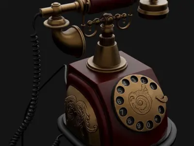 Antique Vintage Phone Low-poly 3D model