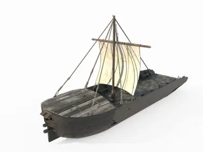 Ancient carrier transport sailboat 3D model