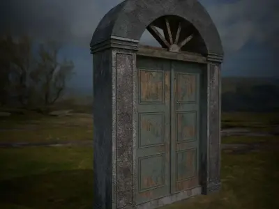 Old textured Gate  Free low-poly 3D model