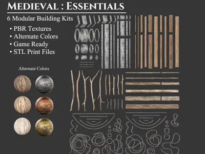 Medieval Collection Basics Building Set 3D Model Pack purchase