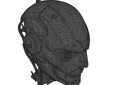 Damaged Robot Head Exposed Cables 3D model