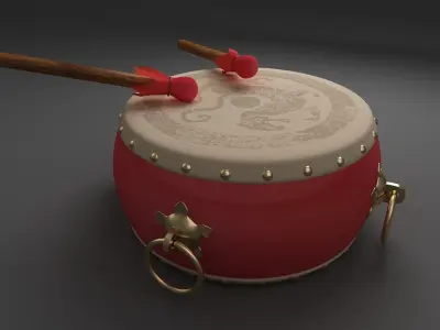 drum wood music instrument taiko classic antique barrel  3D model