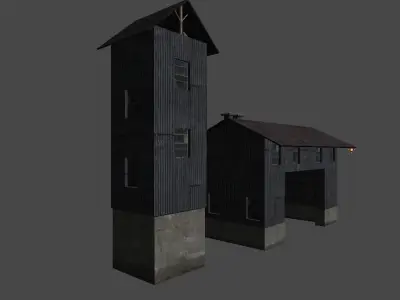 Old sawmill props Low-poly 3D model