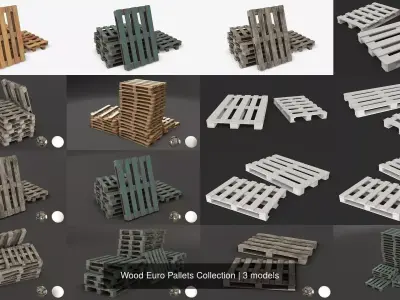 Wood Euro Pallets Collection 3D Model Pack