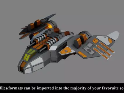 Sci-Fi Fighter Ship v1- Low Poly - Game Ready - PBR Low-poly 3D model