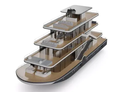 Cruising Houseboat 3D model