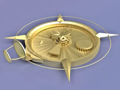 Ancient Golden Compass Low-poly 3D model