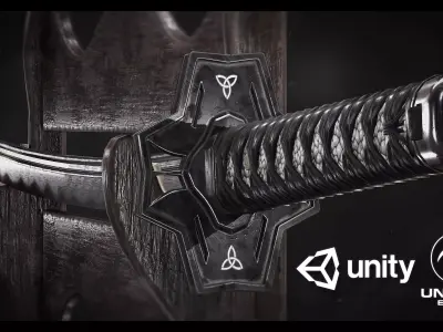 Katana - Game-Ready Model two samurai swords Low-poly 3D model