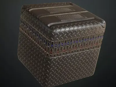 Sci-Fi Industrial Wired Metal Plate PBR Seamless Texture