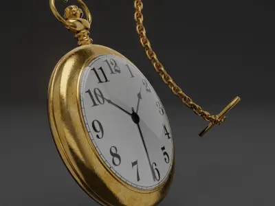 Gold pocket watch 3D model