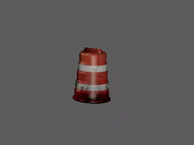 orange and white road barrel lowpoly Low-poly 3D model