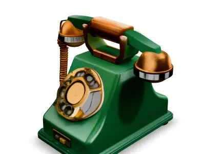 Vintage Green Rotary Phone 3D Model Low-poly 3D model