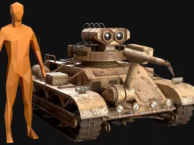 Robot Concept-3-Desert-Rusty Low-poly 3D model