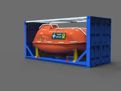 Lifeboat in container 3D print model