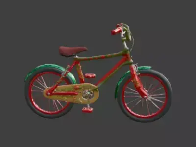 Stylized Christmas Bicycle 3D Model Low-poly 3D model