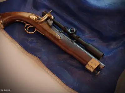 Mousquet Old Gun steampunk 3D model