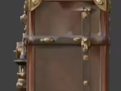 Stylized 3D Steampunk Mechanical Tool Suitcase Low-poly 3D model