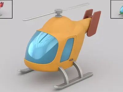 cartoon helicopter Free low-poly 3D model
