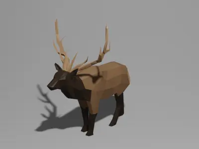 Low Poly Elk deer with antlers Low-poly 3D model