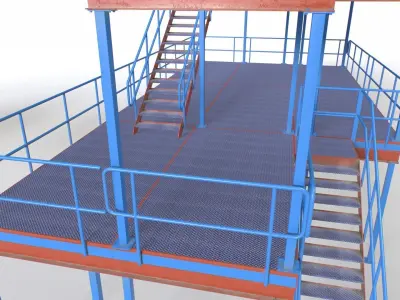 Industrial Platform Modular Low-poly 3D model