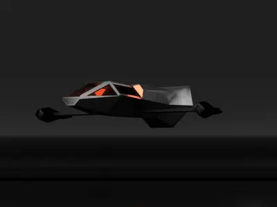 Low Poly Spaceship orange and object Free low-poly 3D model
