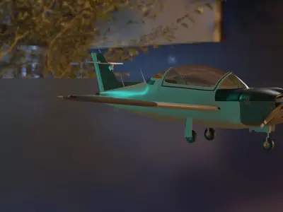 Helicopter plane flying in sky Low-poly 3D model