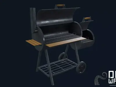 Barrel Grill - PBR Game Ready Low-poly 3D model