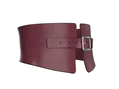 Burgundy Wide Buckle Belt 3D model