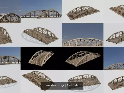  Wooden bridge 3D Model Pack
