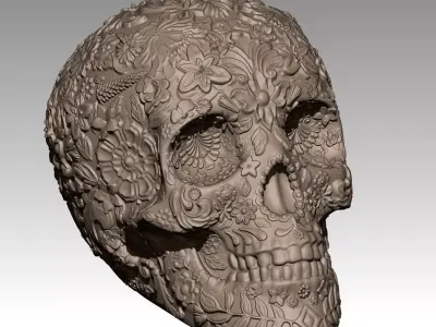 Flowered Scull 3D print model