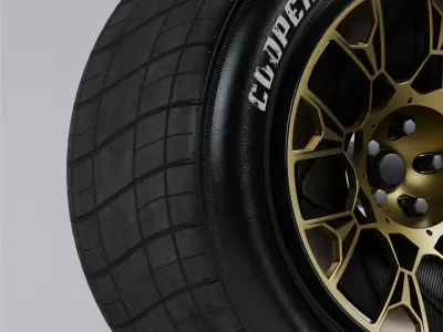 Custom wheel with racing tires 3D model