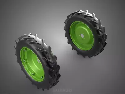 LARGE TRACTOR TIRE TREAD TYRE LUG WHEEL RUBBER RIM GRIP VEHICLE 3D model