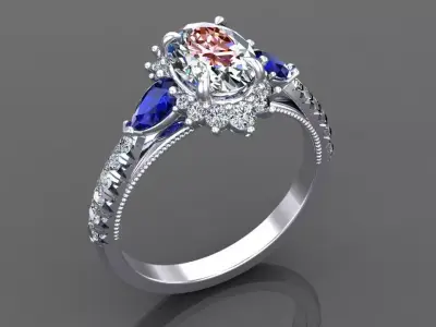 Engagement oval ring 3D model