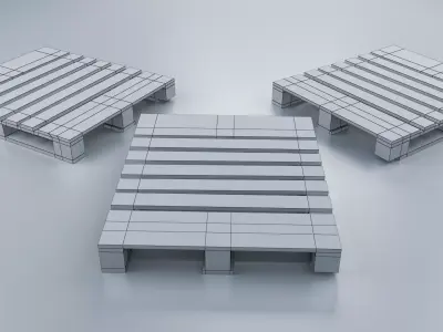 3 Old Wooden Stand 3D Model Pack