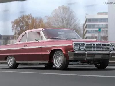 Classic Show Car Chevrolet Impala Lowrider 1964 Red Simplified 3D model