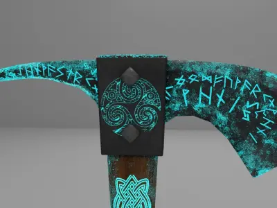 Mystical Scandinavian Ax  low-poly 3Dmodel Low-poly 3D model