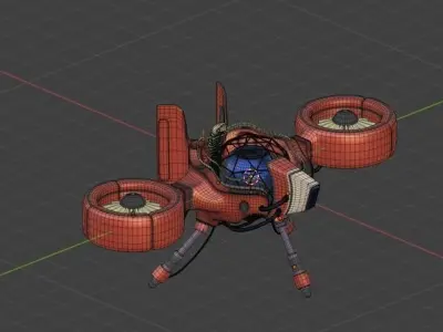 space battle drone Low-poly 3D model