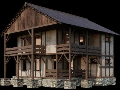 Medieval Houses 12 - 4K Textures Game Ready Low-poly 3D model