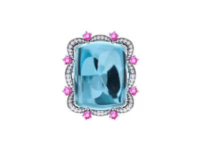 Cushion Art deco Ring 3D print model 6