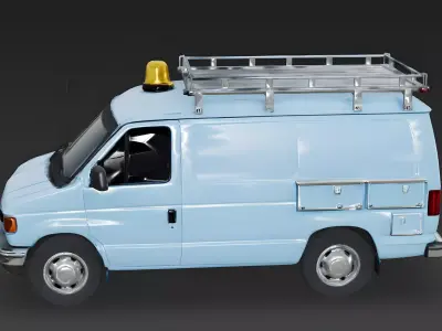 Realistic Urban Utility Van 3D Model Low-poly 3D model