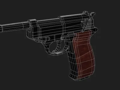 Walther P-38 Pistol Low-poly 3D model
