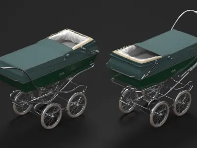 Bilt Rite Vintage Sleeping Stroller with Canopy Folded 3D model