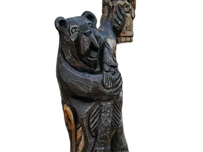 Park Dog Figurine with Fish and Beer 3D model