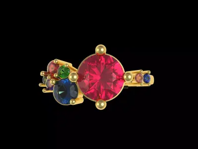Multy Color Stone Ring 3D print model