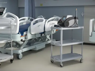F-Beauty Tattoo Removal Laser Black on Medical Cart with Glasses 3D model