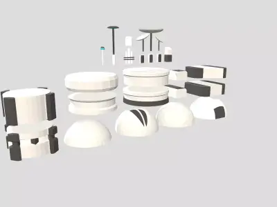 Low Poly Sci-Fi Modular Buildings Pack Low-poly 3D model