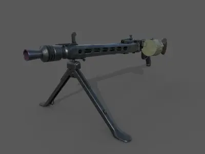 MG-42 world war ii machine gun Low-poly 3D model