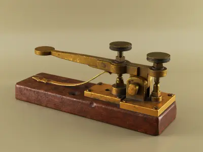Antique Telegraph Key Mid-Poly 3D Model Low-poly 3D model