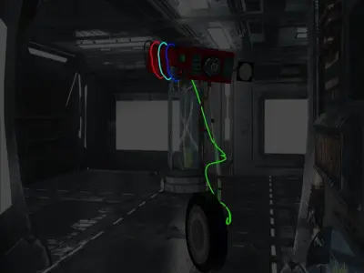 red steel robot with three modules 3D model
