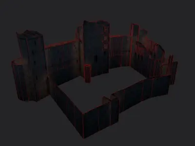 Tantallon castle Low-poly 3D model